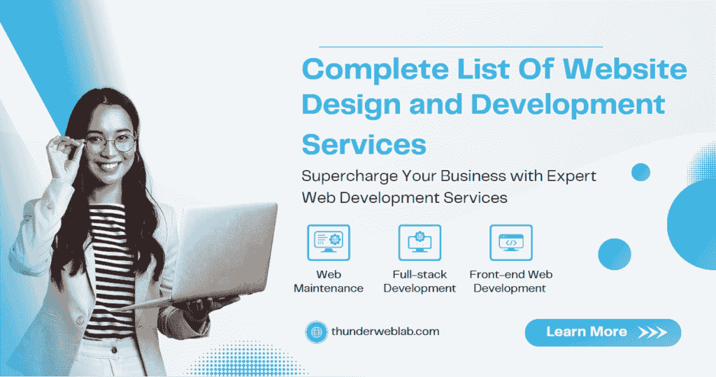Complete List Of Website Design and Development Services